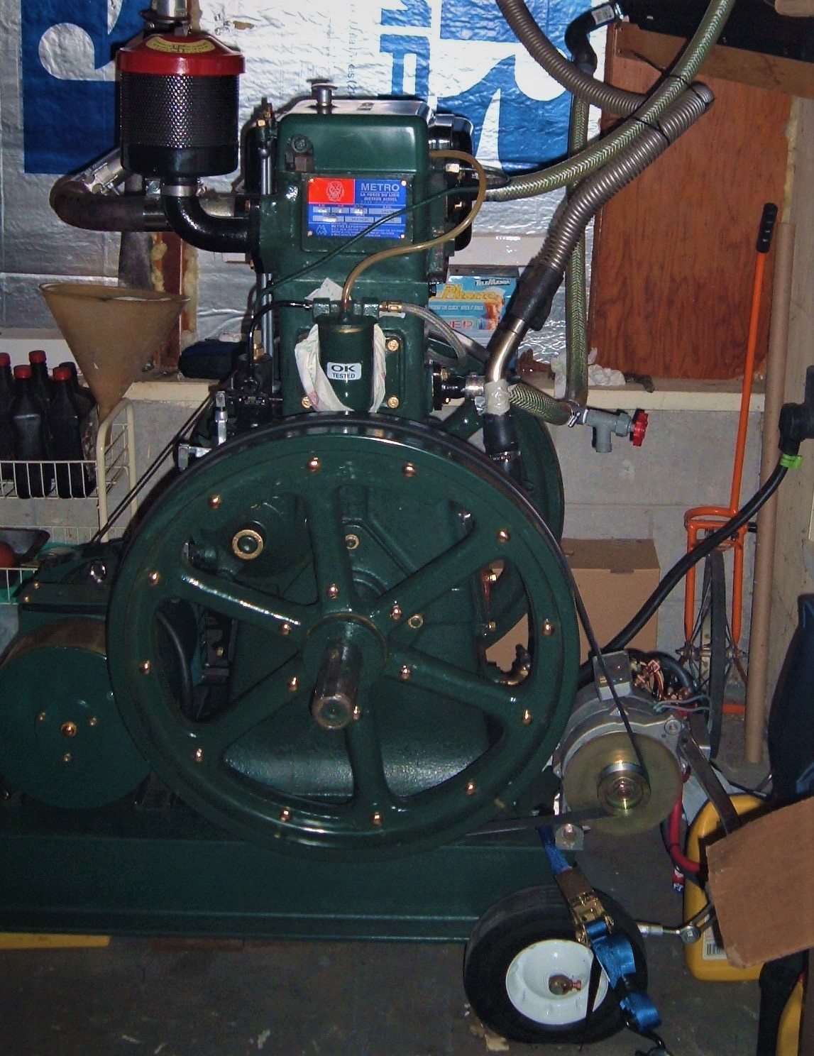 Assembled Lister stlye generator with DC Welder mounted